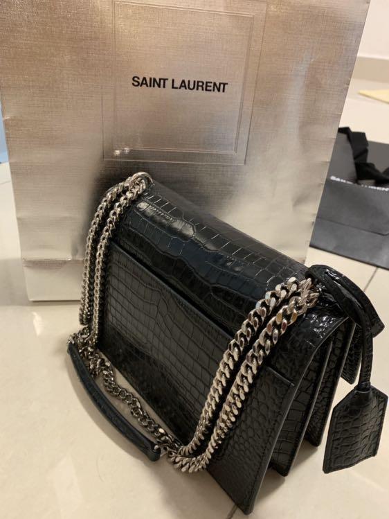 Sunset medium in crocodile embossed shiny leather online