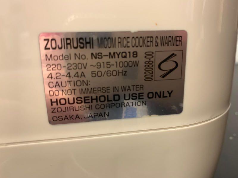 Zojirushi Rice cooker 1.8L, TV & Home Appliances, Kitchen Appliances