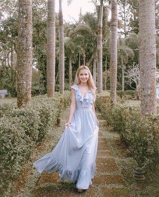 FOR RENT: ZOO LABEL DUSTY BLUE LONG GOWN