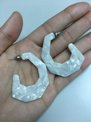 White Marbled Earrings