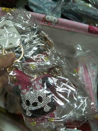 Mickey Minnie diamond crystal keychain