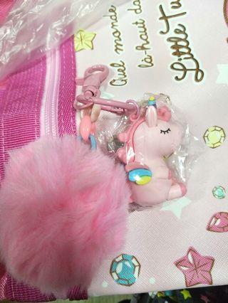Furball pink unicorn keychain