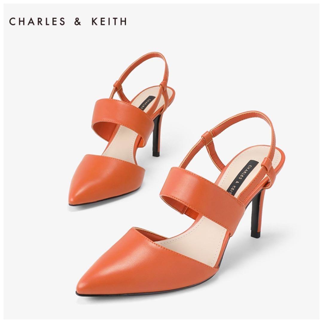 C K Strappy Heels in Burnt Orange