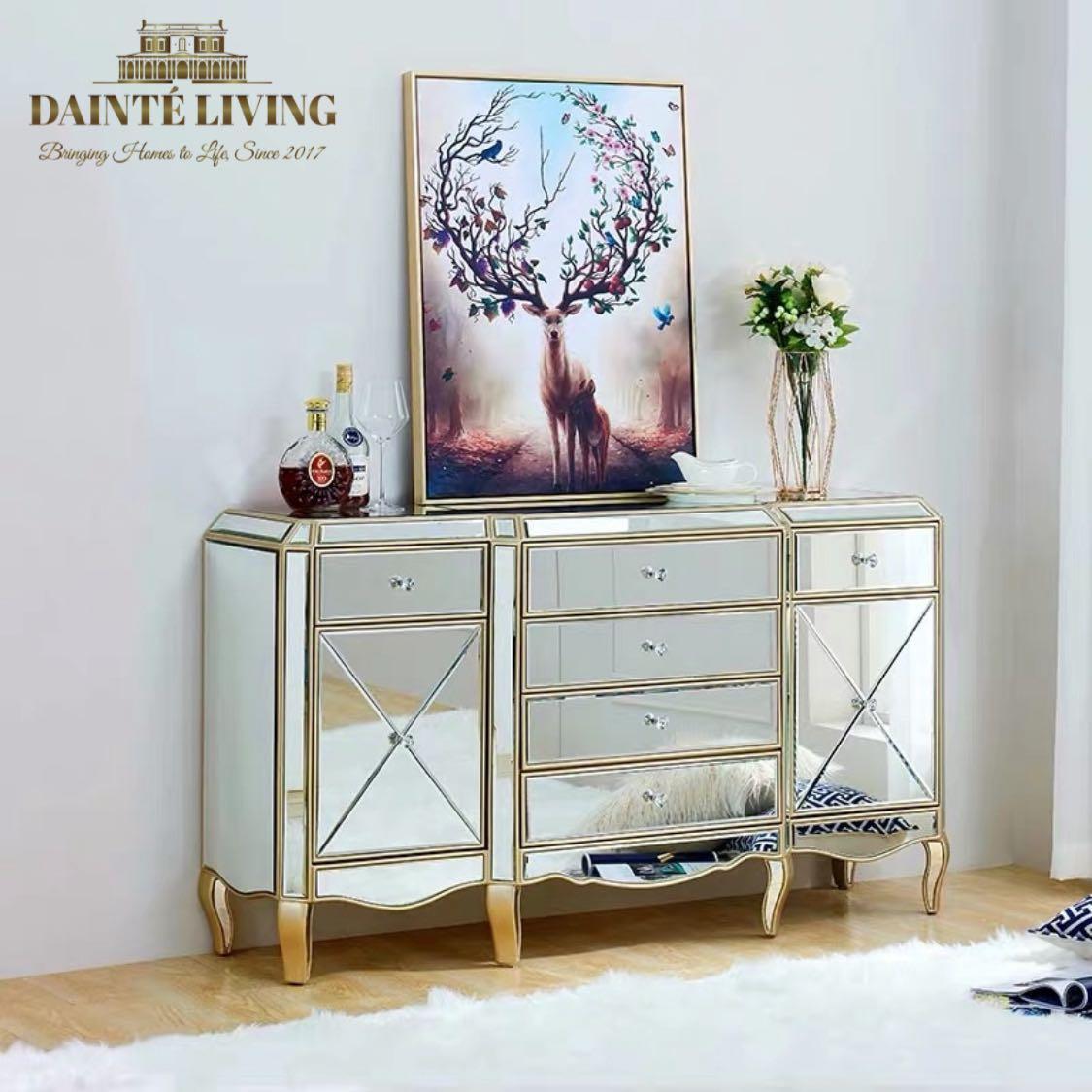 Hepburn Luxury Mirrored Buffet Cabinet Sideboard Furniture Shelves Drawers On Carousell