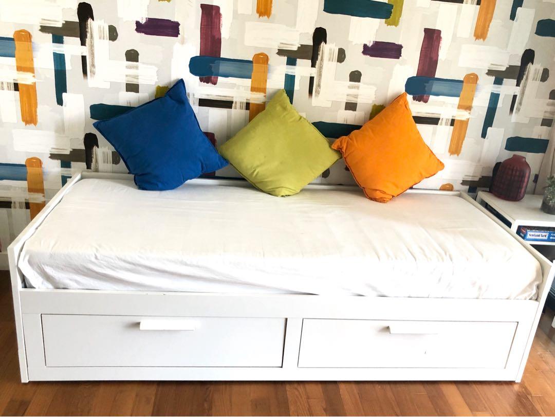 Ikea Daybed With Pullout As Double Bed Furniture Beds Mattresses On Carousell