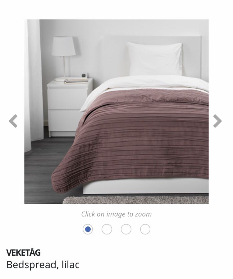 IKEA VEKETAG BEDSPREAD, Lilac, 傢俬＆家居, 傢俬, 床架及床褥 Carousell
