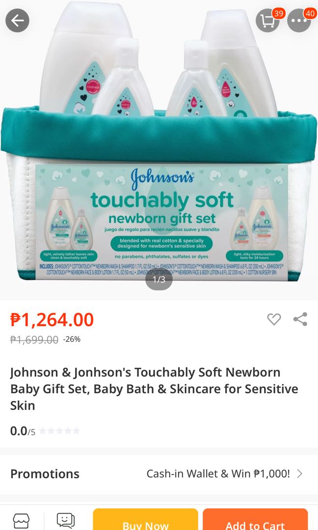 johnson and johnson baby bath set