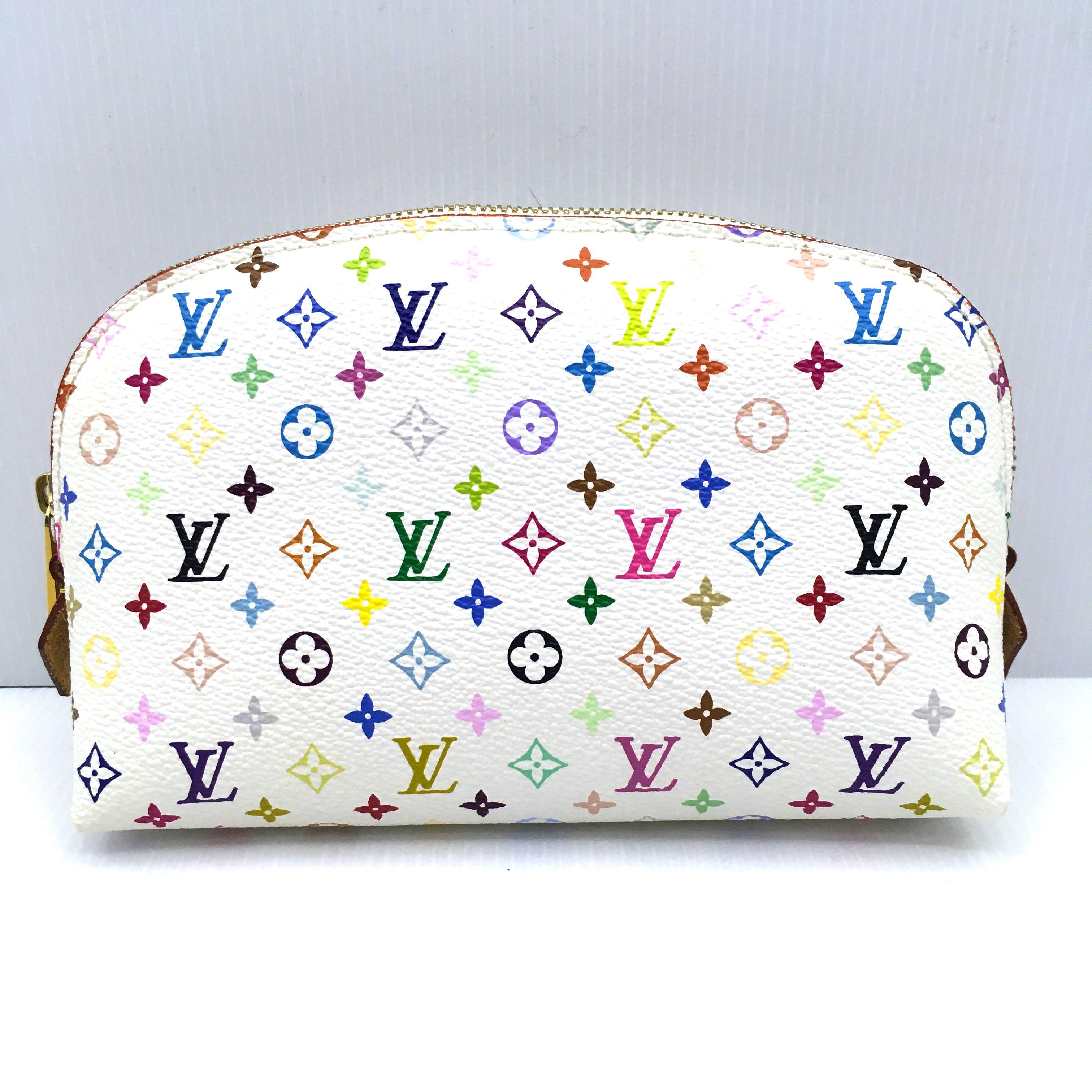 LOUIS VUITTON Multicolor Pochette Cosmetic Pouch White M47354 LV