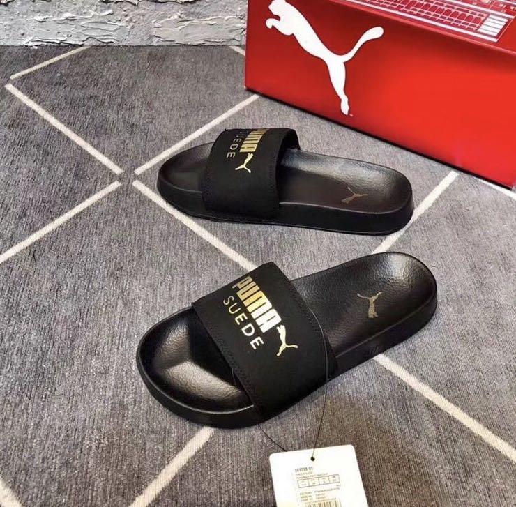 puma suede slides black