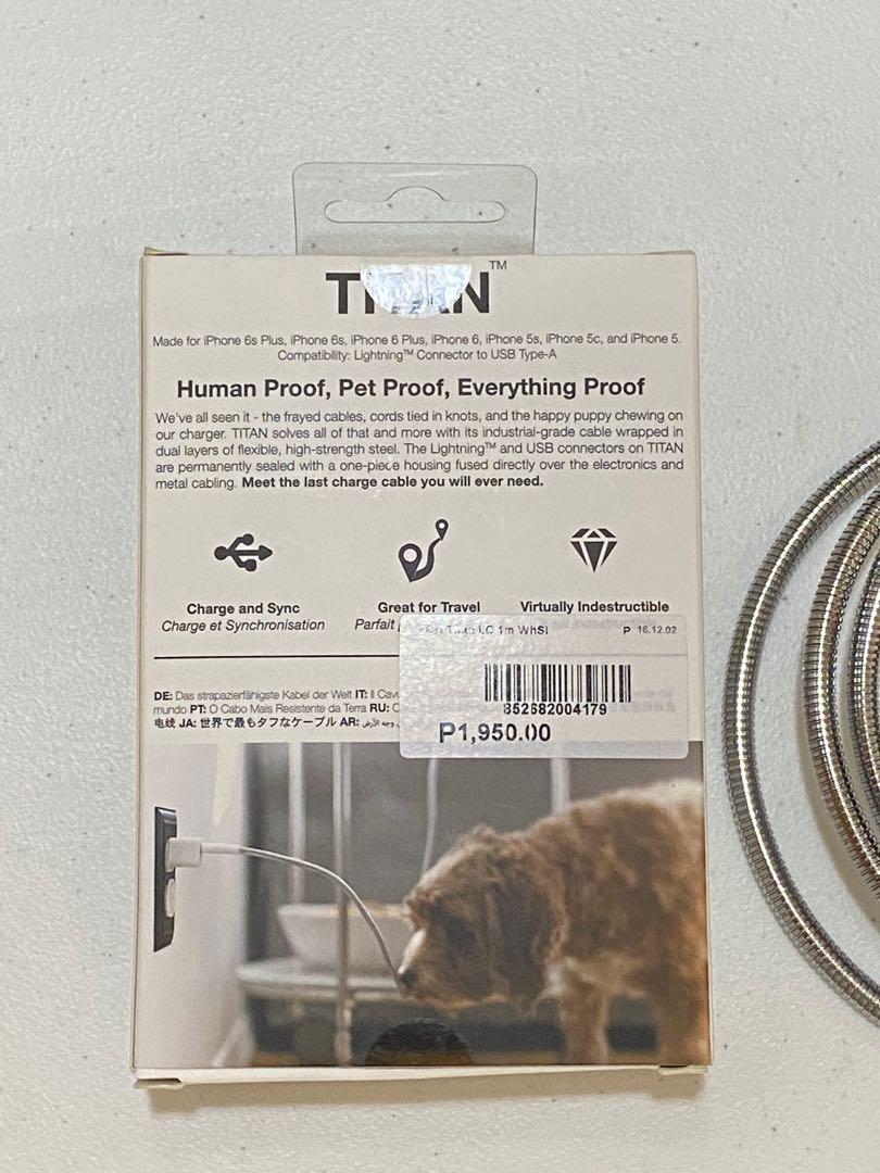 Titan Toughest Cable on Earth (Category: Other Audio Equipment) located in Manila. Submitted by raidmytreasures (Listing ID 280081841, Image 2). Description: Charge and sync tough cable Human proof Pet proof Virtually indestructible .