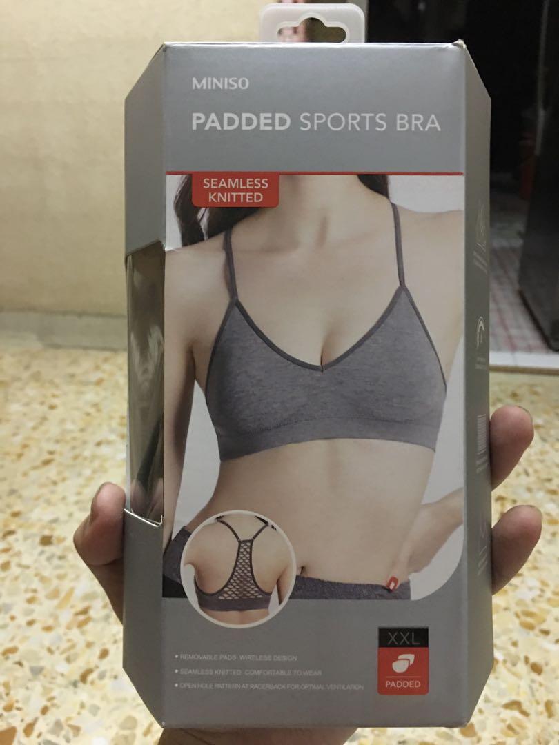 Comfortable Sports Bra (Black+Grey XXL) - MINISO