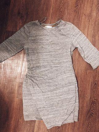 Zara Grey Ruched Wrap Dress