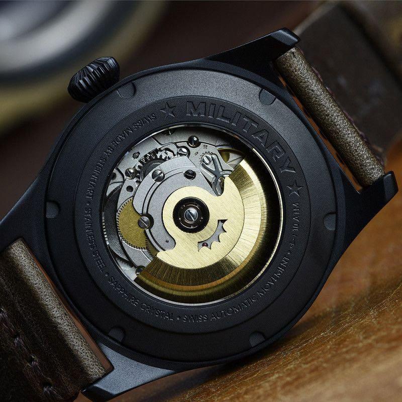 德國品牌瑞士機芯瑞士製造MILITARY 42 automatic black 107-0634, 男裝, 手錶及配件- Carousell