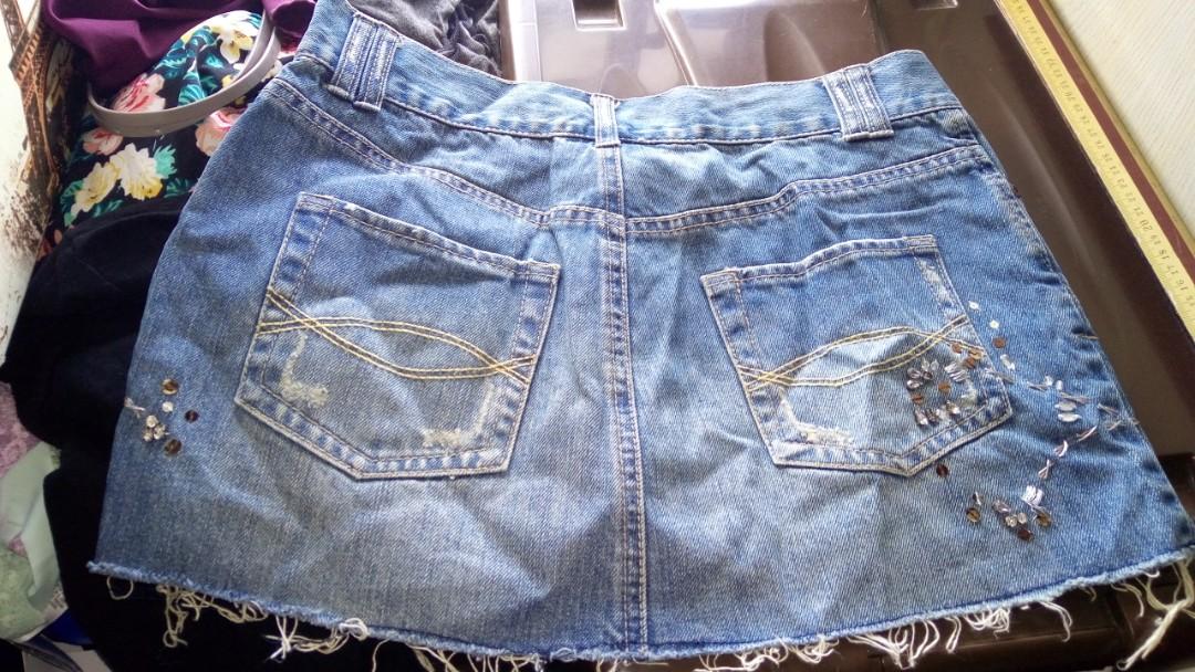 Distressed embellished denim skirt new arrivals