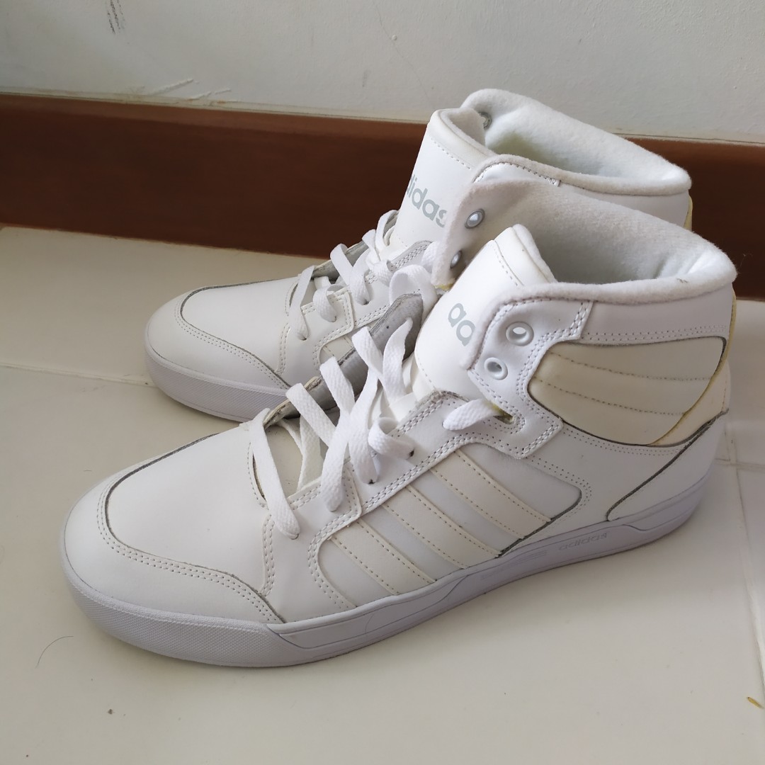 All white sales high top adidas