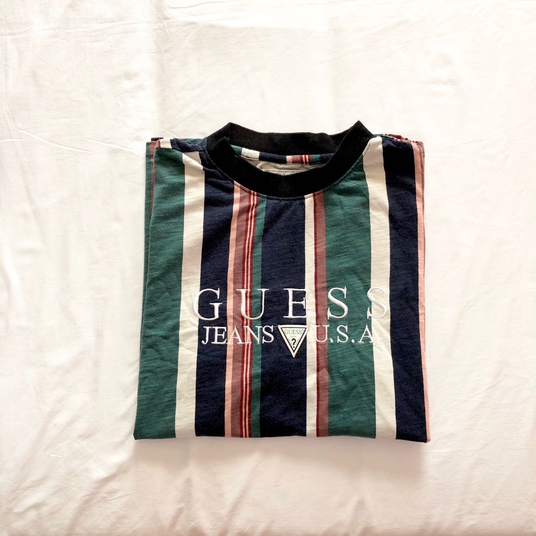 ON SALE Authentic Guess x David Sayer Stripe tee Men s Fashion