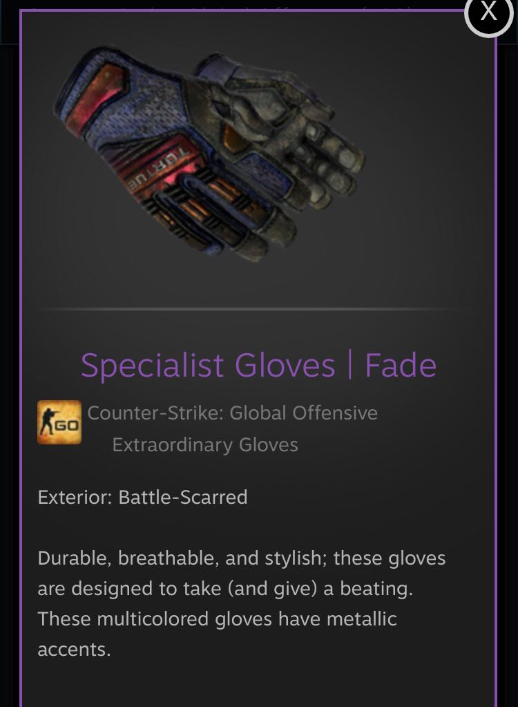Csgo glove fade bs, Video Gaming, Gaming Accessories, Game Gift Cards