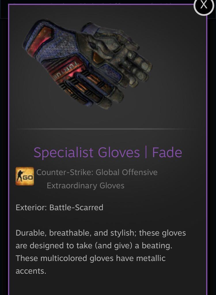 Csgo glove fade bs, Video Gaming, Gaming Accessories, Game Gift Cards & Accounts on Carousell