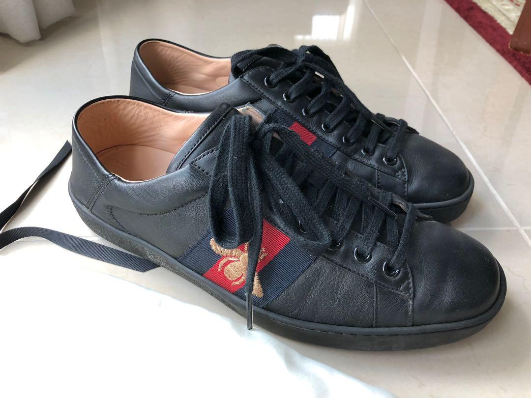Gucci Ace Sneakers In Black Leather Men s Fashion Footwear