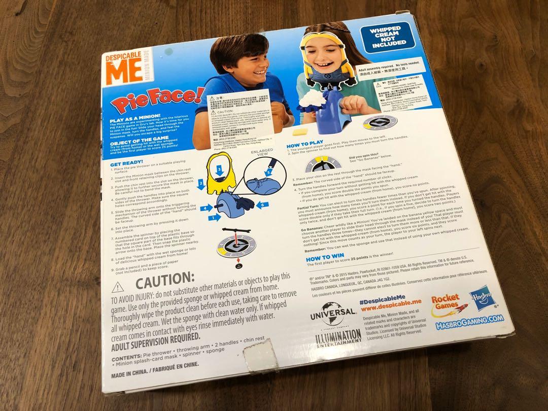 Minions Pie Face Game Despicable Me, 興趣及遊戲, 玩具 & 遊戲類 Carousell