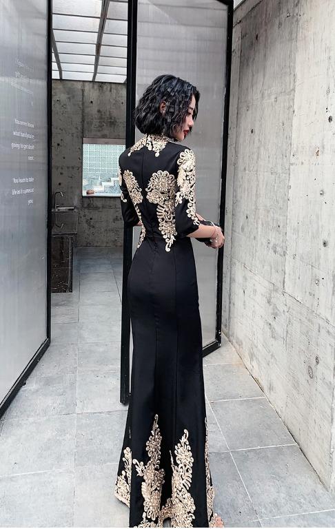 pre order black gold long sleeve bodycon wedding evening prom