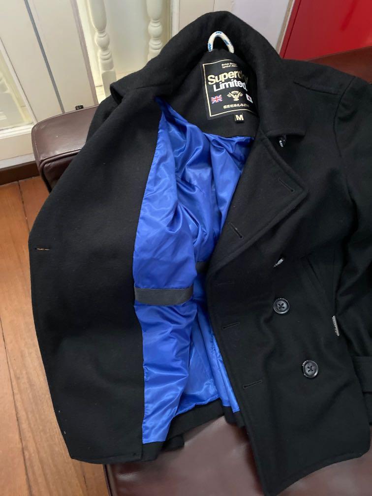 Superdry peacoat trench coat black Men s Fashion Coats Jackets