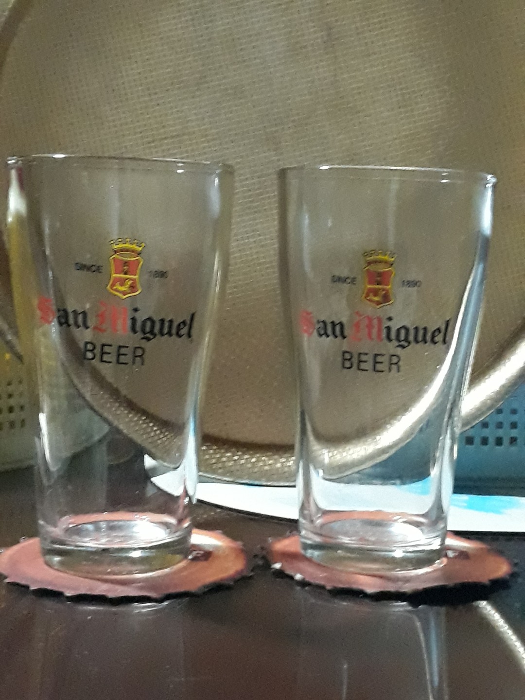 Vintage San Miguel Beer Glasses, Hobbies & Toys, Memorabilia