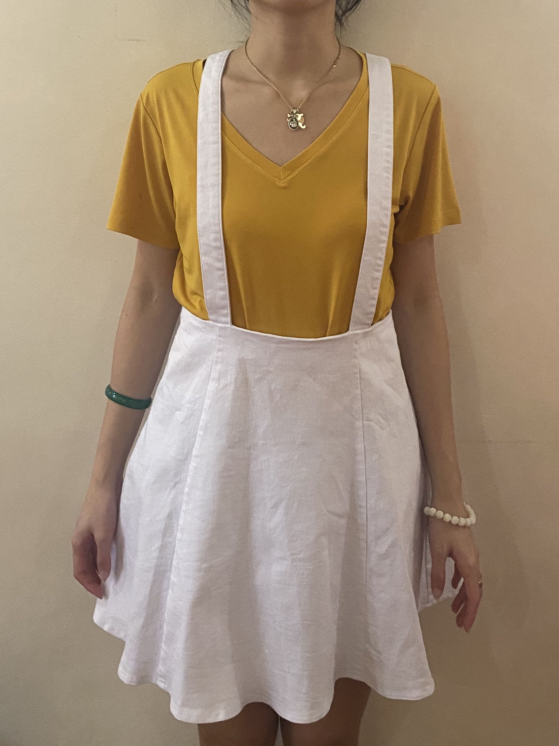 White Skirt Romper, Women's Fashion 