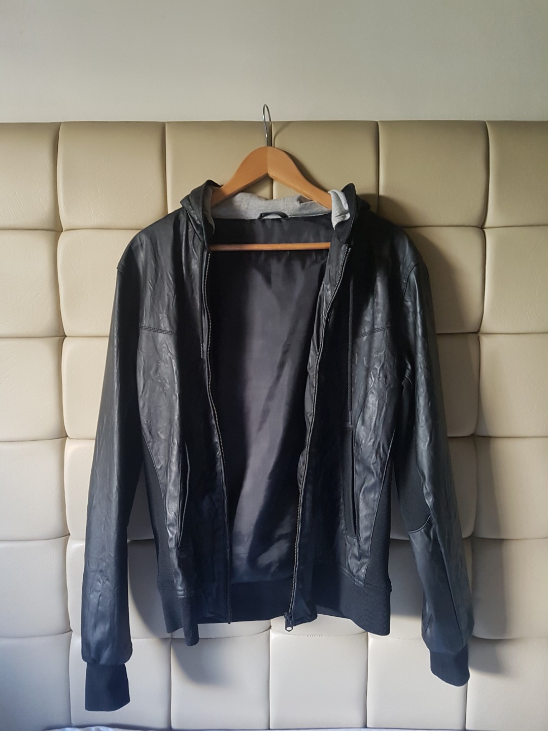 zara black leather jacket mens