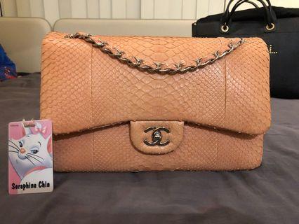 CHANEL 22C Orange Claire Beige Deauville Tote Peach Large Shopping