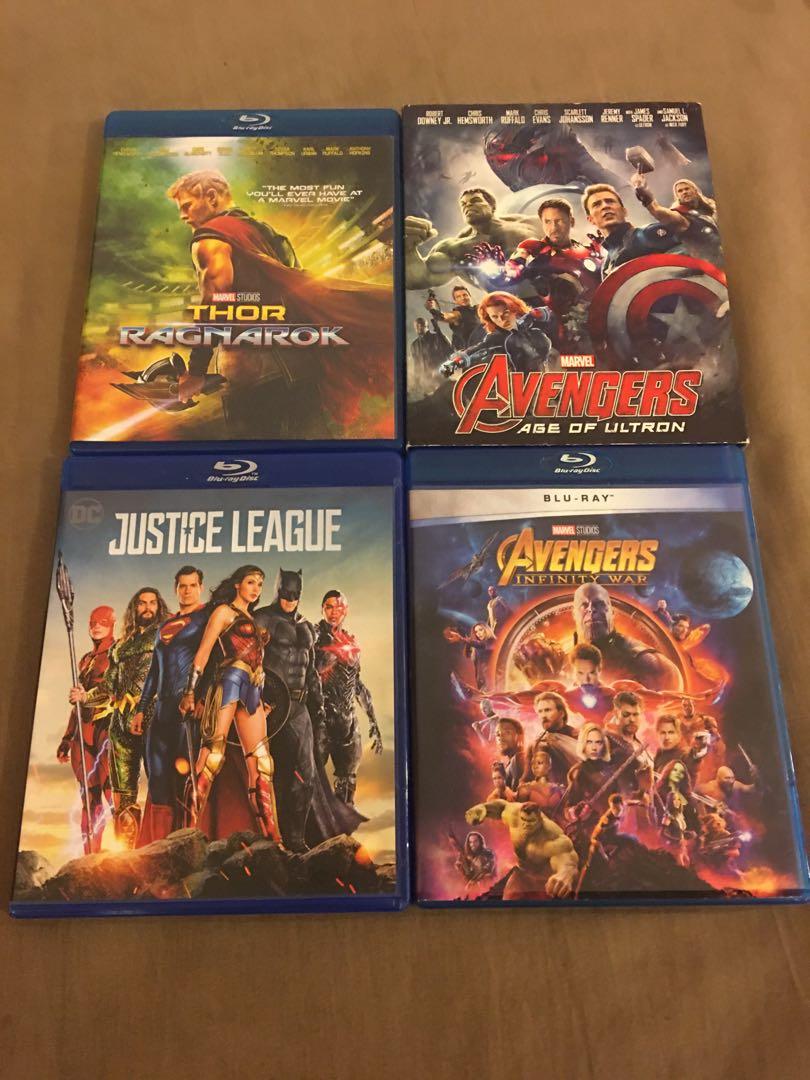 4 For 100 Original Bluray Dc Marvel Justice League Avengers Infinity War Thor Ragnarok Avengers Age Of Ultron Music Media Cds Dvds Other Media On Carousell