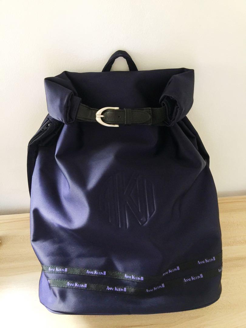 Anne Klein Two Way Backpack (Category: Luxury Bags & Wallets) located in Taguig. Submitted by bangbonita (Listing ID 280385468, Image 1). Description: Preloved authentic Anne Klein Backpack No flaws Used twice only during a tour Looks like a bit of large bucket bag Adjustable Two way strap Color: navy blue / indigo Size: medium - large You can use for overnight/travel .