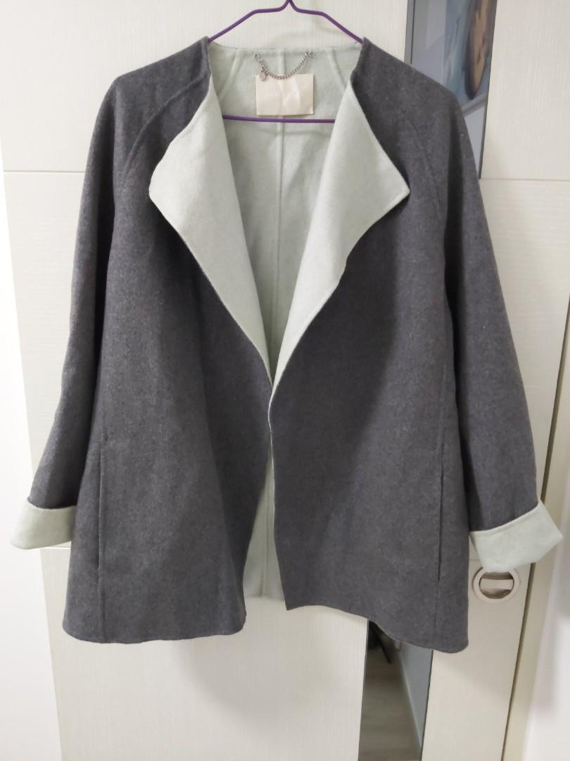 Anteprima dark grey mint green 100 cashmere coat