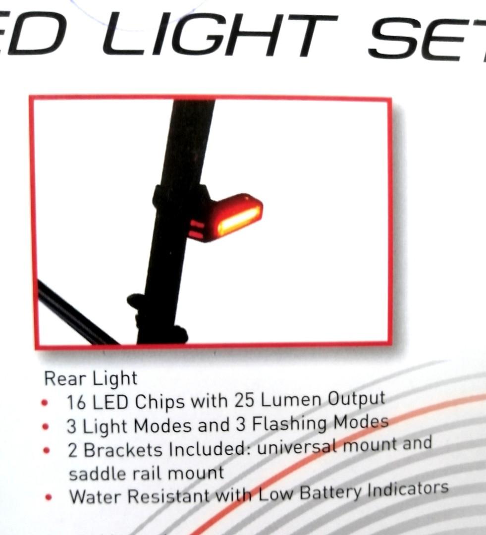 Bikemate Bicycle Bike Led Light Set 1000 Lumen Flashlight Rear Light