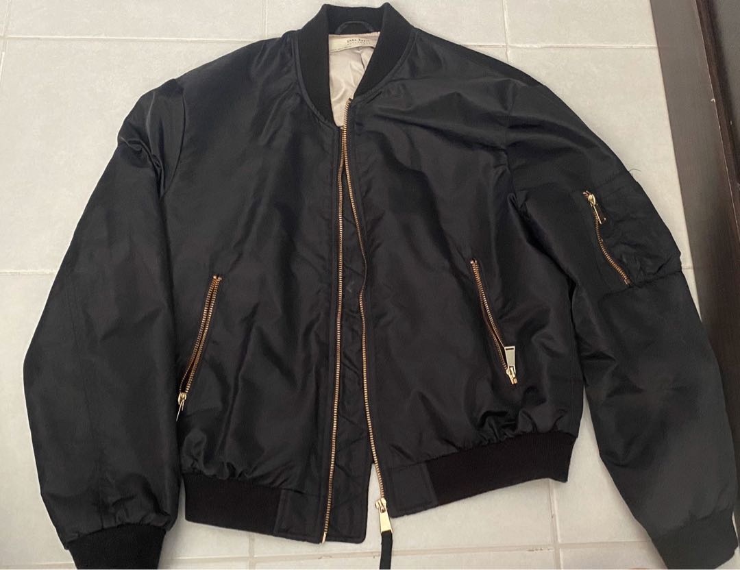 ZARA Black Bomber Jacket, Women's Fashion, Coats, Jackets and Outerwear
