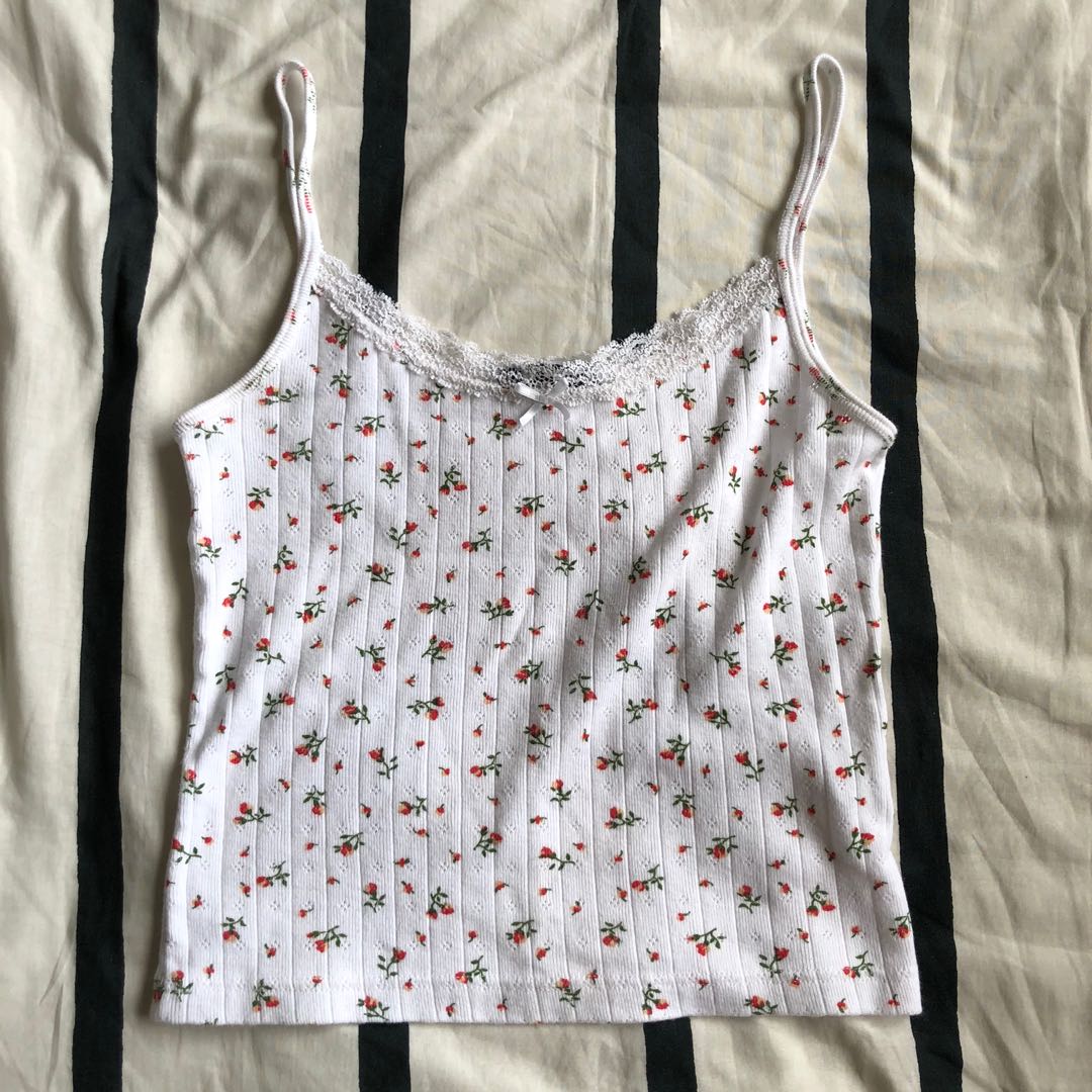 brandy melville floral skylar tank, Women's Fashion, Tops, Other Tops on  Carousell
