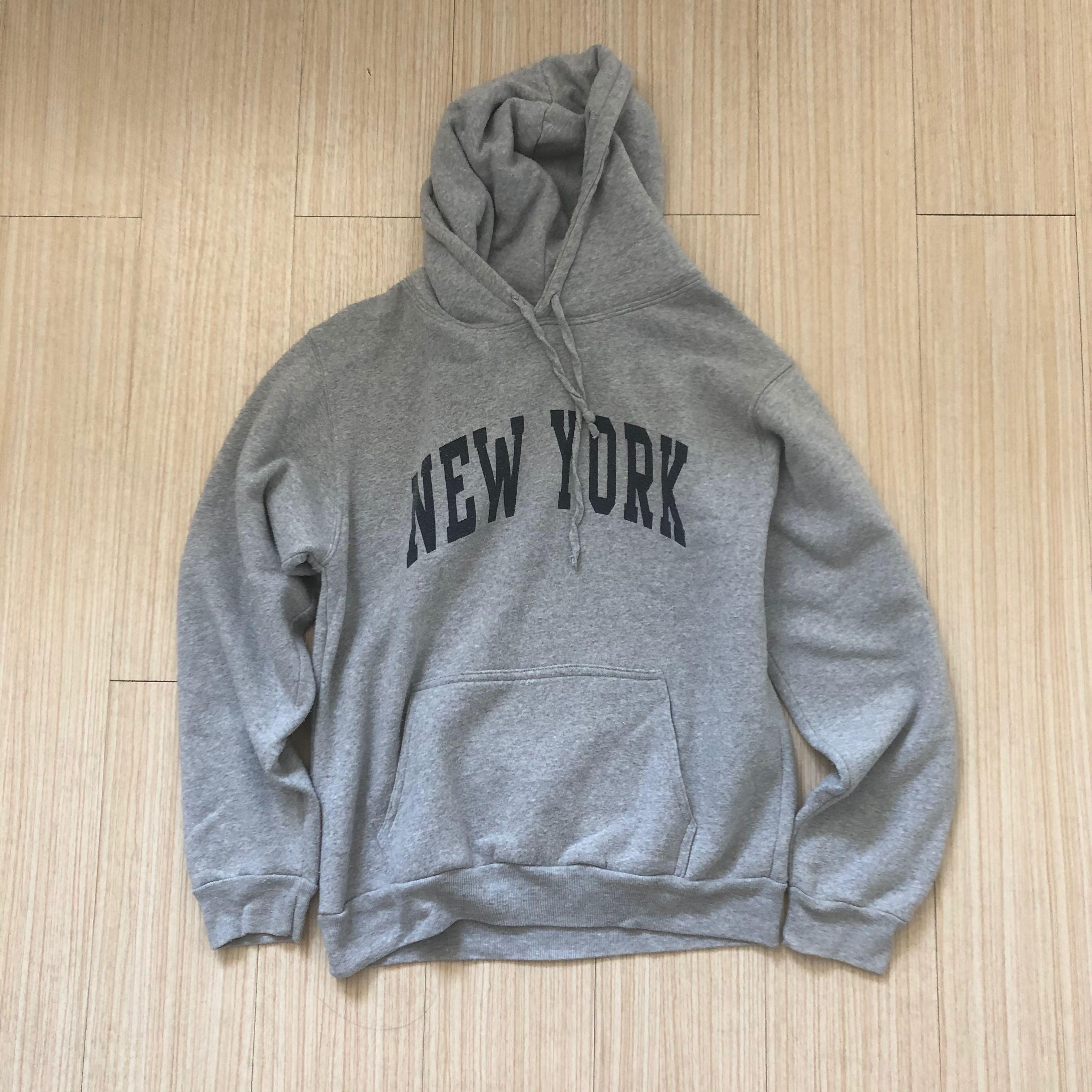 Brandy Melville oversized gray Christy New York hoodie - Depop