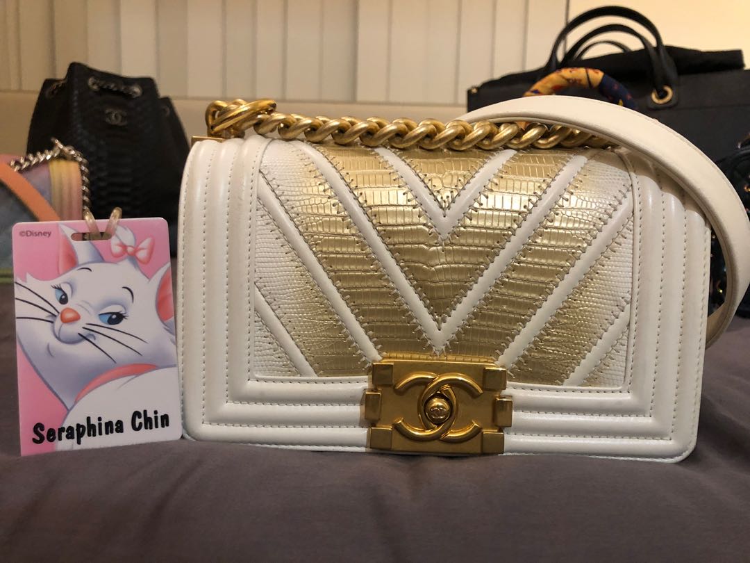 Chanel boy lizard hot sale