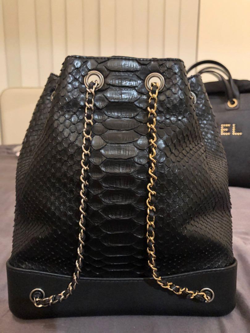 Chanel Gabrielle Backpack Drawstring bag In Phyton Exotic Rare Limited  Edition