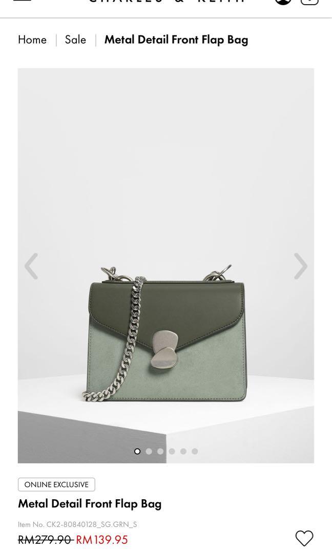 chain detail front flap bag