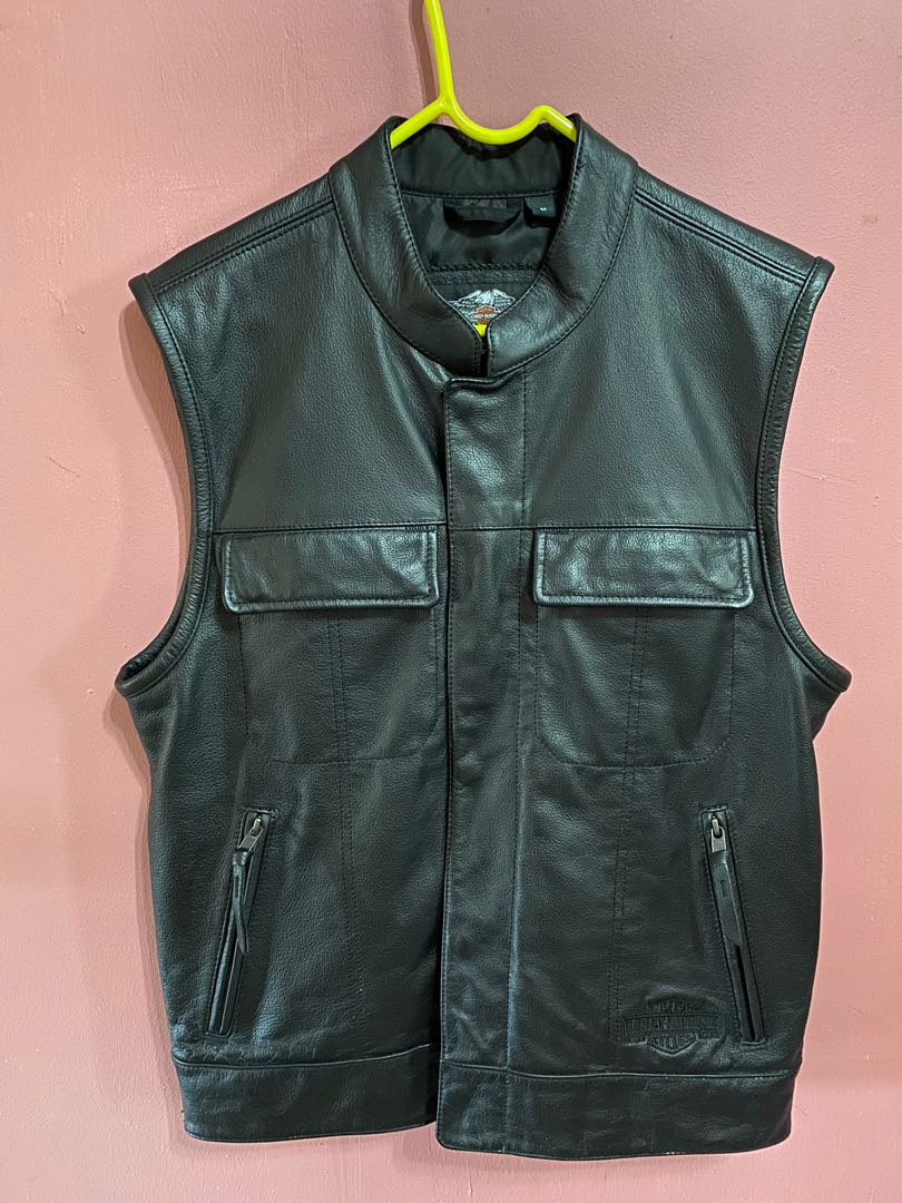 Harley Davidson riding leather vest Men s Fashion Coats Jackets