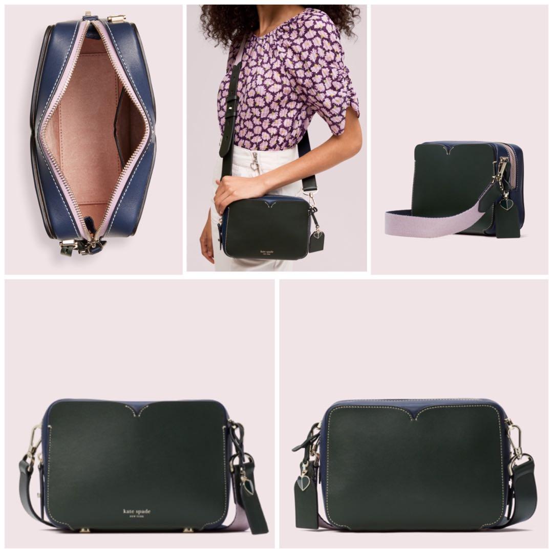 Kate Spade Candid Medium Camera Bag Crossbody Slingbag Cinnamon Spice Brown Deep Evergreen Dark Green Hot Chili Red Candied Lilac Light Purple