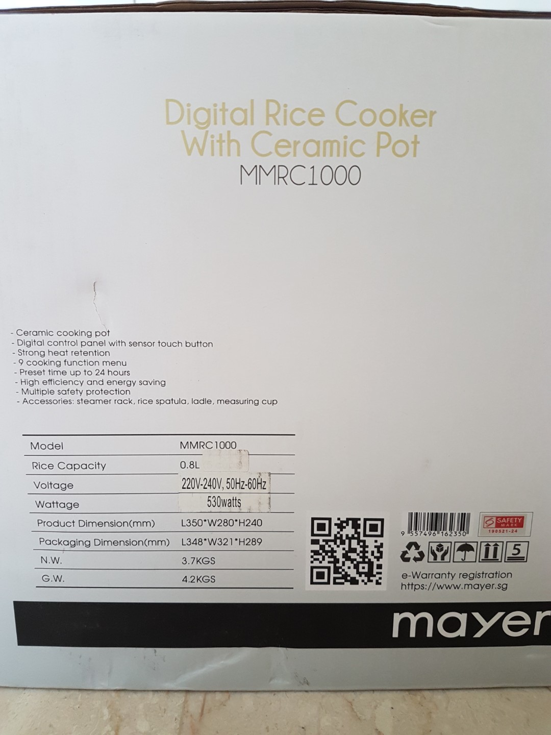 Mayer Digital Rice Cooker with ceramic pot, TV & Home Appliances