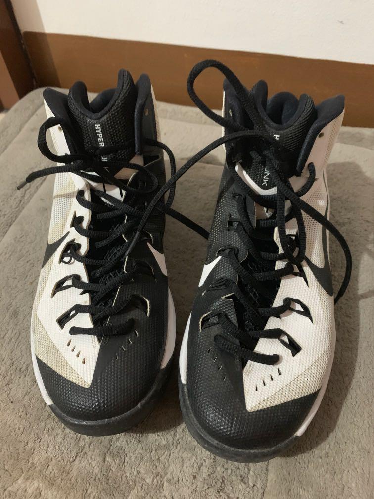 Mens Sz 10 White & Black Nike Lunar Hypergamer Basketball Shoes