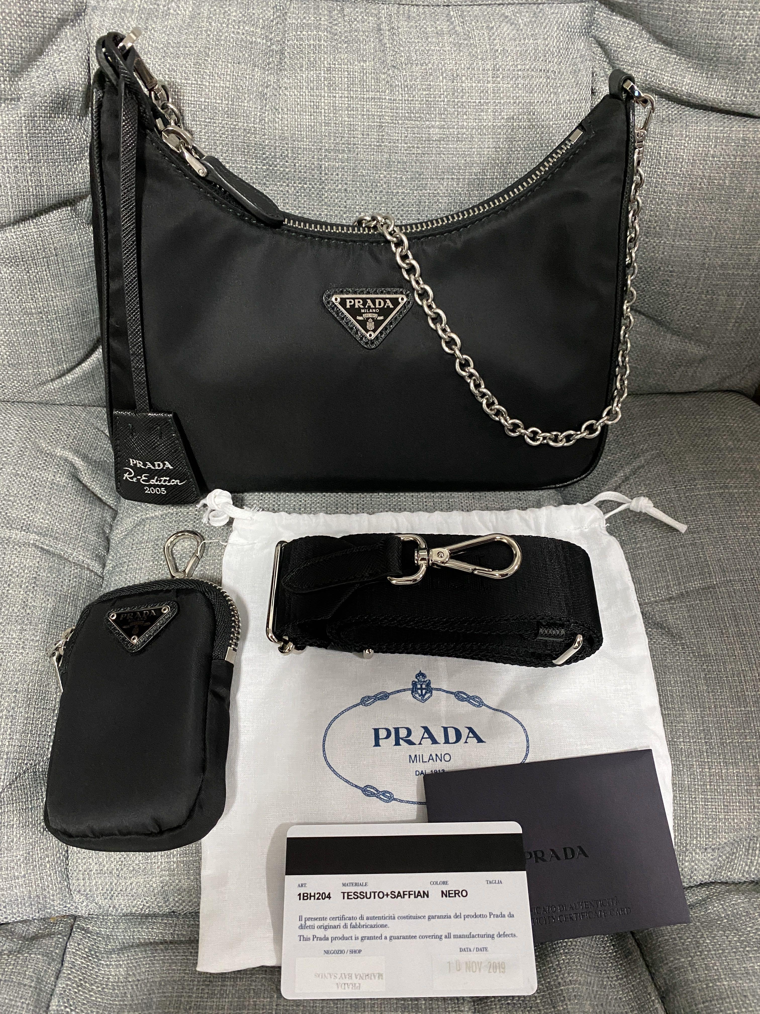 1BH204 Prada Re-Edition 2005 Small Nylon Chain Shoulder / Crossbody Bag