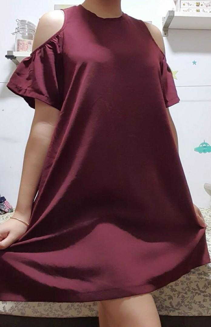 Maroon cold shoulder dress store