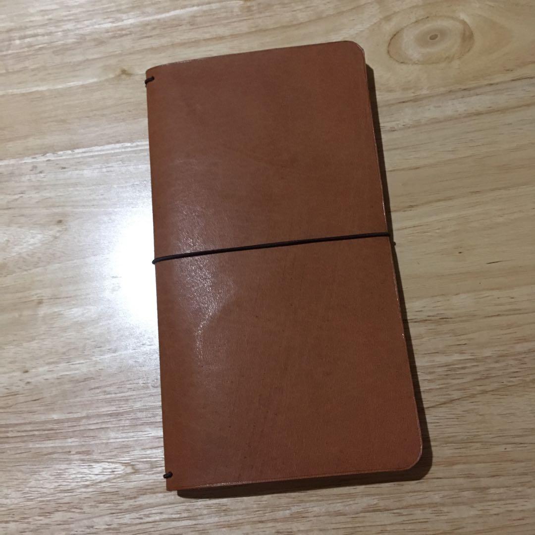 Traveler's Notebook Handmade Cover - Standard Size (Category: Stationery & School Supplies) located in Manila. Submitted by paperierome (Listing ID 280497140, Image 1). Description: Standard Size Traveler's Notebook leather cover. *color: tan *midori md alternative with 1 standard size insert (dotted) *handmade premium quality leather *veg tanned leather #leathergoods #premium leather #qualityleather #notebook #journal #bulletjournal #genuine #ha