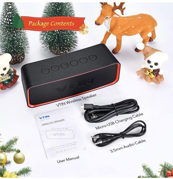 Vtin R2 Portable Bluetooth Speaker with Bass Boost, Wireless