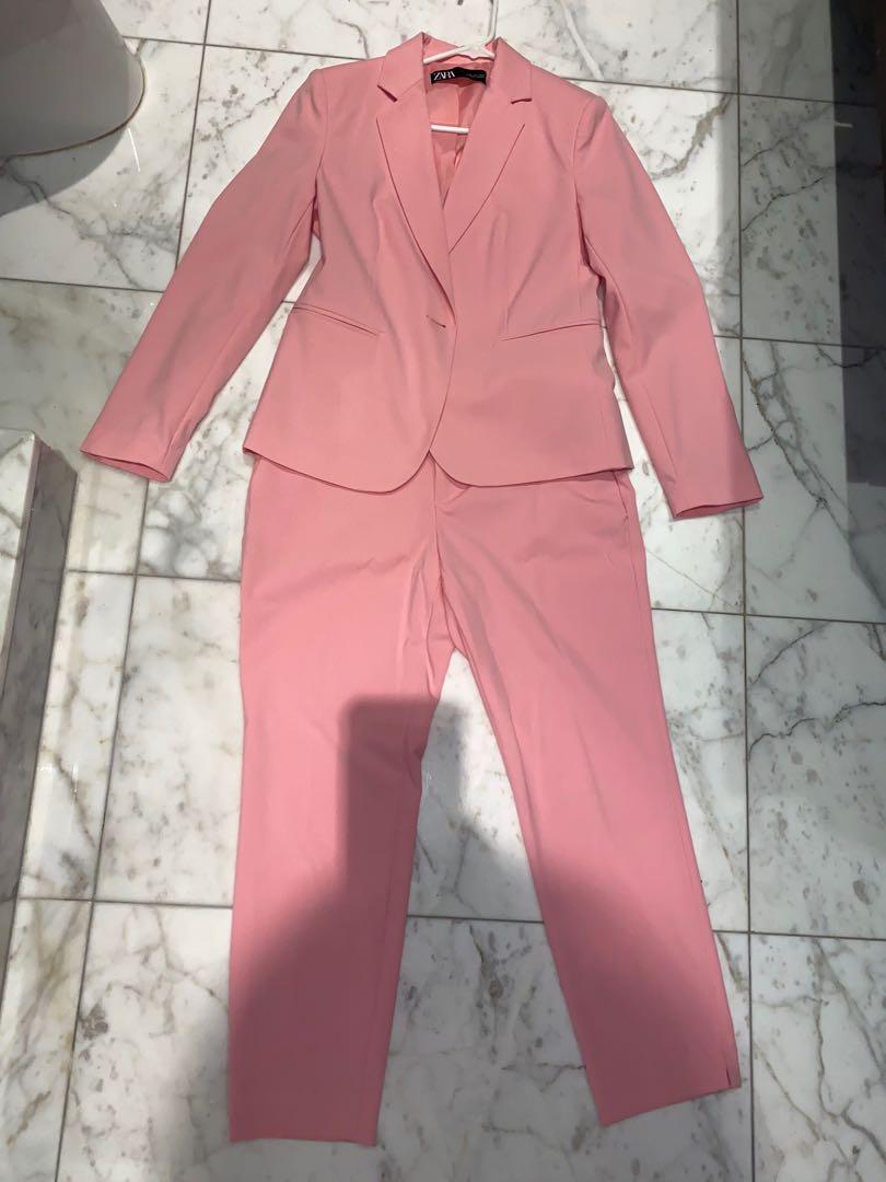 Zara pink suit womens shop