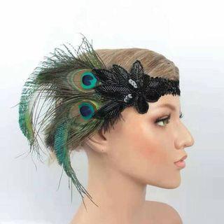 Great Gatsby Peacock Feather Headband